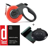 Fida Mars Samonavíjecí vodítko páskové červené M / do 25 kg + Pouzdro + Sáčky - Vodítko