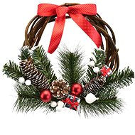 DOMMIO Christmas wreath - wicker with gifts and bow, 25 cm - Wreath