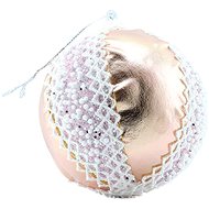 DECOLED Christmas decorations - plastic ball, pink with lace pattern, diameter 8 cm - Christmas Ornaments