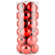 DECOLED Christmas decorations - plastic balls, red matt/gloss, diameter 8 cm, 24 pcs - Christmas Ornaments