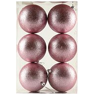 DECOLED Christmas decorations - plastic balls, soft pink/glitter, diameter 10 cm, 6 pcs - Christmas Ornaments