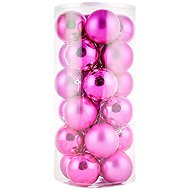 DECOLED Christmas decorations - plastic balls, pink matt/gloss, diameter 6 cm, 24 pcs - Christmas Ornaments