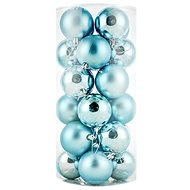 DECOLED Christmas decorations - plastic balls, turquoise matt/gloss, diameter 8 cm, 24 pcs - Christmas Ornaments
