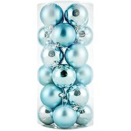 DECOLED Christmas decorations - plastic balls, turquoise matt/gloss, diameter 6 cm, 24 pcs - Christmas Ornaments