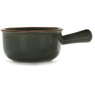 Clay Ceramic bowl Cotta with handle 18 × 6,5 cm, blue-grey - Small Bowl