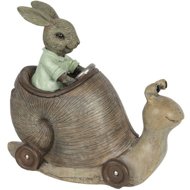 Clayre & Eef Easter decoration - Bunny in a snail carriage - Easter Decoration