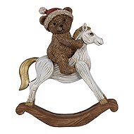 Clayre & Eef Rocking Horse with Teddy Bear 14 cm - Christmas Decoration