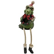 Clayre & Eef Sitting crocodile with Christmas wreath - Christmas Decoration