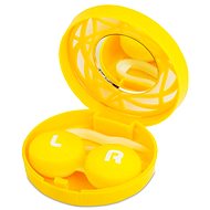Cassettes circle ornament - Yellow: housing, tweezers and mirror - Contact Lens Case