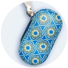 Leather Poudre imprinted with blue - Contact Lens Case