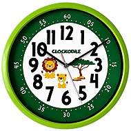 CLOCKODILE Zelené dětské hodiny, Lev a lvíče - Wall Clock