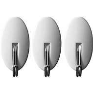 VOREL Wall hooks self-adhesive 3pcs oval, metal, bracket. 0,8kg - Adhesive Hook