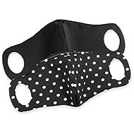 Bequeme Gesichtsmaske mit Draht schwarz, schwarz (weiße Punkte) 2 Stk - Mundschutz