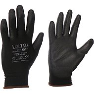 Sixtol Rukavice pracovní z polyesteru polomáčené v polyuretanu Glove PE-PU 10, černé - Work Gloves