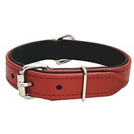 Cobbys Pet Collar made of brushed genuine leather red lined with genuine black leather 20mm/60cm - Dog Collar