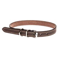 Cobbys Pet Collar made of genuine smooth leather brown stitched with yellow thread 15mm/50cm - Dog Collar