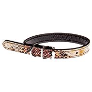 Cobbys Pet Collar black leather with white snake motif 15mm/35cm - Dog Collar