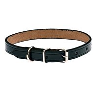 Cobbys Pet Black genuine leather collar with deep linear print around the edges 15mm - Dog Collar