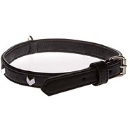 Cobbys Pet Genuine leather collar black with silver decorations lined with original leather 20mm/50c - Dog Collar