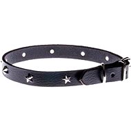 Cobbys Pet Collar black leather with silver stars 15mm/55cm - Dog Collar