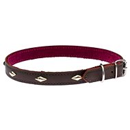 Cobbys Pet Genuine leather collar brown, lined and decorated with gold diamonds 20mm/40cm - Dog Collar