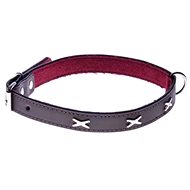 Cobbys Pet Genuine leather collar brown, lined and decorated with "X" 20mm - Dog Collar