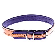 Cobbys Pet High Gloss Genuine Leather Collar Pale brown, lined with brushed purple leather 15mm/40 - Dog Collar