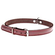 Cobbys Pet High Gloss Genuine Leather Collar Red with Beige Stripe 15mm - Dog Collar