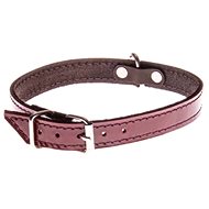 Cobbys Pet High gloss genuine leather collar dark purple, stitched with purple thread 15mm - Dog Collar