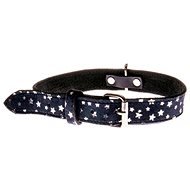 Cobbys Pet Obojek z pravé měkké kůže tmavě modrý se stříbrnými hvězdičkami 25mm/65cm - Dog Collar