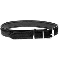 Cobbys Pet Collar made of genuine soft leather, black with fur, stitched with black thread 20mm/55cm - Dog Collar