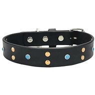 Cobbys Pet Collar made of genuine oilskin black decorated with coloured rivets 25mm/55cm - Dog Collar
