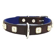 COBBYS PET Collar made of genuine oilskin leather lined and decorated with rhinestones 20mm/50cm - Dog Collar