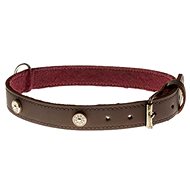 Cobbys Pet Collar made of genuine oil leather, brown, lined and decorated with gold rivets with crys - Dog Collar