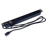CTnet 19" power supply panel 1U, 9 × IEC C13, switch, 2 m cable C14, RAL9005 - Surge Protection Socket Strip