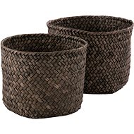 Compactor set of 2 woven baskets MIKA, smoke brown - Storage Box