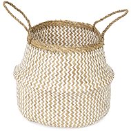Compactor knitted storage basket Belly M, seagrass natural with white - Small Basket