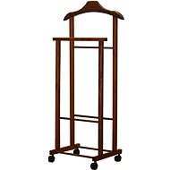 Compactor Hector 2 Suit Stand, Double on Wheels, Natural Walnut - Clothes Hanger