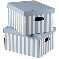 Compactor Mariniere Set of 2 cardboard storage boxes, blue - Storage Box