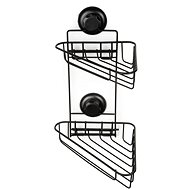 COMPACTOR Bestlock Black Double corner shelf for bathroom, without drilling, load capacity up to 12  - Shelf
