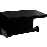 CORNAT Toilet paper holder with shelf, black, 3M adhesive. /screws - Toilet Paper Holder