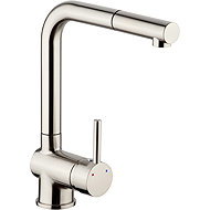 CORNAT Livenne basin mixer, upright with shower, stainless steel - Tap