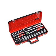 CONNEX Socket and Bit Set, Two Ratchets 1/4"+1/2", 48 Pieces - Socket Wrench Set