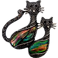 Coolkousky Pin with pearl two cats - Brooch