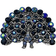 Coolkousky Peacock brooch blue rhinestones - Brooch