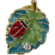 Coolkousky Brooch vine leaf with ladybug - Brooch