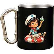 Coolkousky Tin mug black with carabiner - Hello! - Mug
