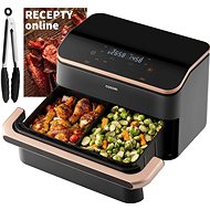 Cosori Dual Blaze TwinFry Smart 10L modular basket + tongs, black - Hot Air Fryer