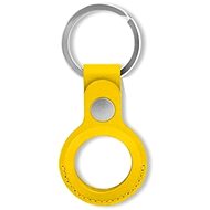 COTEetCI Anti-theft Leather Case for Apple AirTag, Yellow - AirTag Key Ring