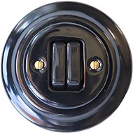 CeramicHomeCZ Porcelain double switch 6/6 complete black - Light Switch
